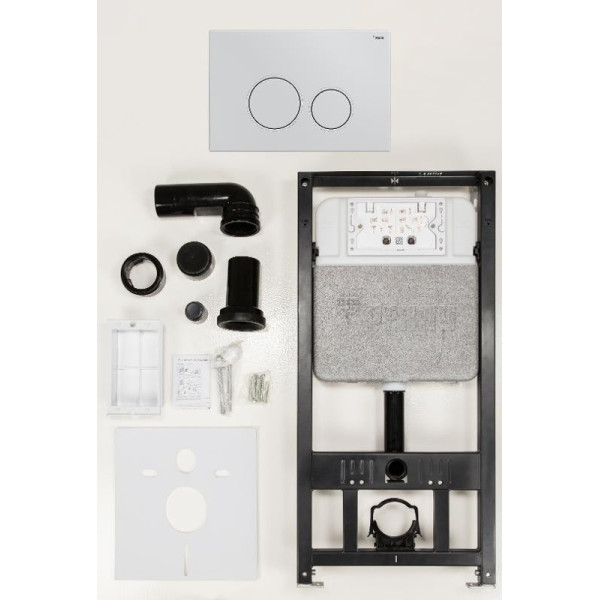 Инсталляция для подвесного унитаза РЕХАУ NovaFlow с клавишей смыва Nova ORB 001 с круглыми клавишами, пластик, белый, глянцевый (19101051001)