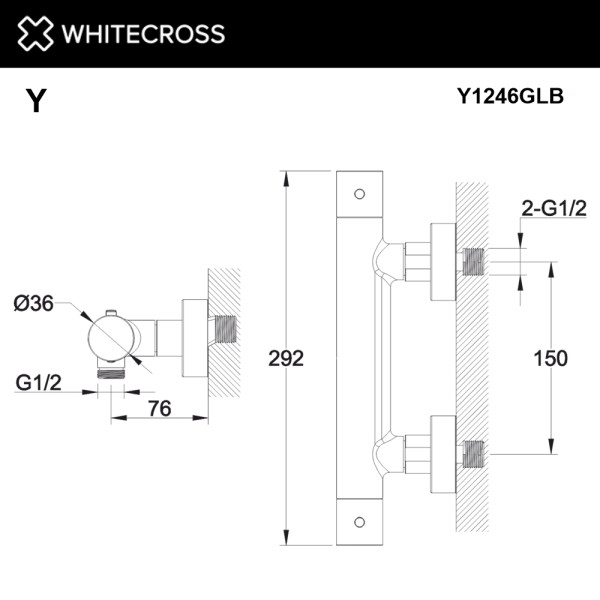 Смеситель для душа Whitecross Y брашированное золото (Y1246GLB) Смеситель для душа Whitecross Y брашированное золото (Y1246GLB)