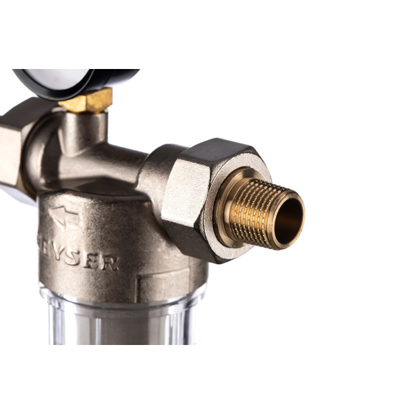 Фильтр с манометром самоочищающийся Гейзер-Бастион 112 1/2" (прозрачный корпус, со сгонами) (32670) Фильтр с манометром самоочищающийся Гейзер-Бастион 112 1/2" (прозрачный корпус, со сгонами) (32670)