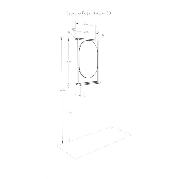 Зеркало Aquaton Лофт Фабрик 520x142x900 дуб кантри (1.A242.5.02L.TDY.0)
