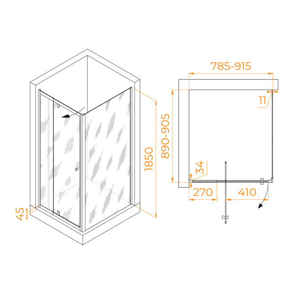 Душевой уголок RGW Passage 80x90 стекло прозрачное, профиль хром (41084489-011)