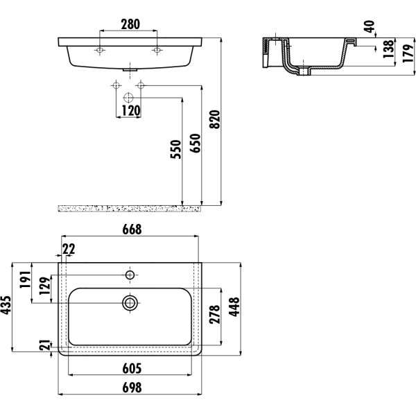 Раковина мебельная Creavit Ideal 70x44,8 белая (IP070-00CB00E-0000)