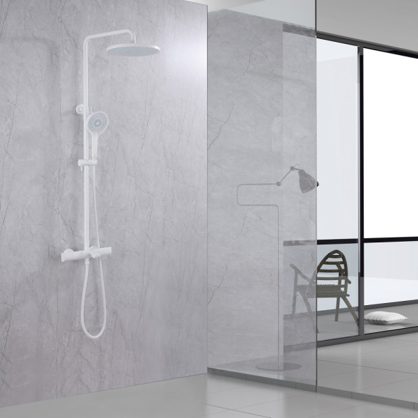 Душевая система Abber Thermostat с термостатом и изливом белый матовый (AF8516FWL)