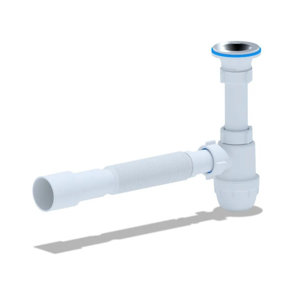 Cифон 32 мм. бутылочный АНИ Юнг с выпуском 1 1/4"*65 мм., c гибкой трубой 32*40/50 АНИ пласт (BM1016)
