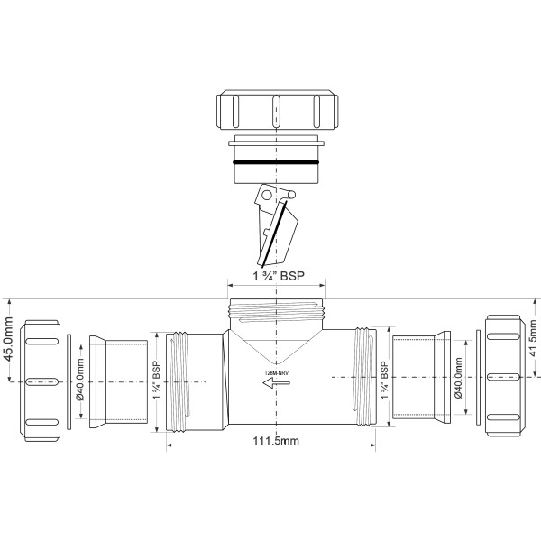 Клапан обратный McAlpine 40 мм (T28M-NRV) Клапан обратный McAlpine 40 мм (T28M-NRV)