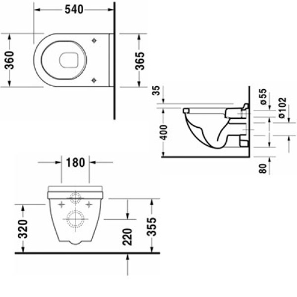 Унитаз подвесной Duravit Starck 3 360х540х355 с сиденьем soft-close (42000900A1)