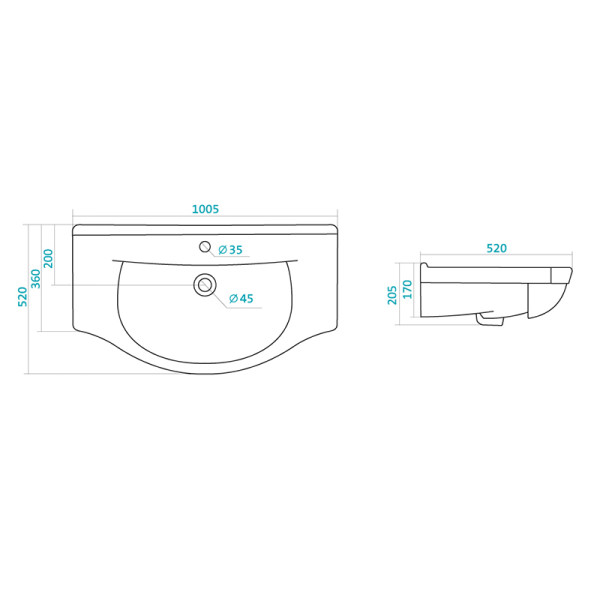 Раковина встраиваемая Santek Эльбрус 100 (1WH110255)