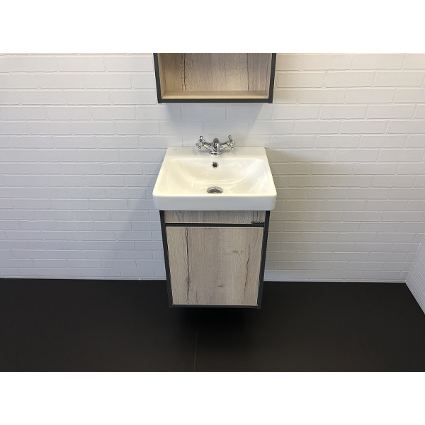 Тумба подвесная с раковиной Comforty Вена 450x450x620 дуб дымчатый (00-00006653)