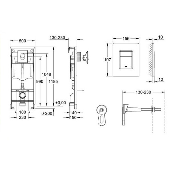 Сет Azario инсталляция Grohe Rapid SL 3 в 1 c унитазом Grado с сиденьем