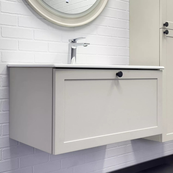 Тумба подвесная с раковиной Comforty Ереван 800x465x415 серый шёлк (00-00014864)