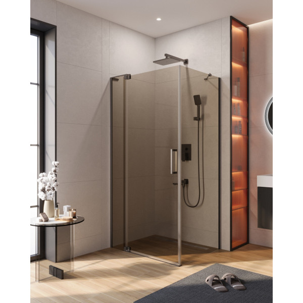 Душевой уголок Cezares Slider 100x80x195 стекло бронза, профиль оружейная сталь (SLIDER-AH-1-80-100/110-BR-GM)