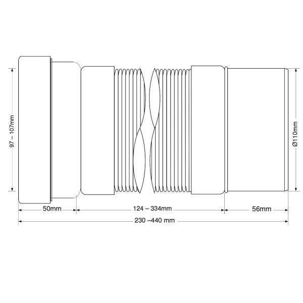 Отвод для унитаза гофрированный McAlpine 230-440 мм. (гл.конец) (MRWC-F23P)