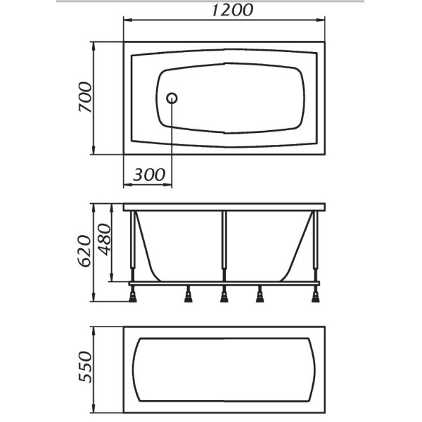 Ванна акриловая 1Marka Viola 120x70 белая (01ви1270)