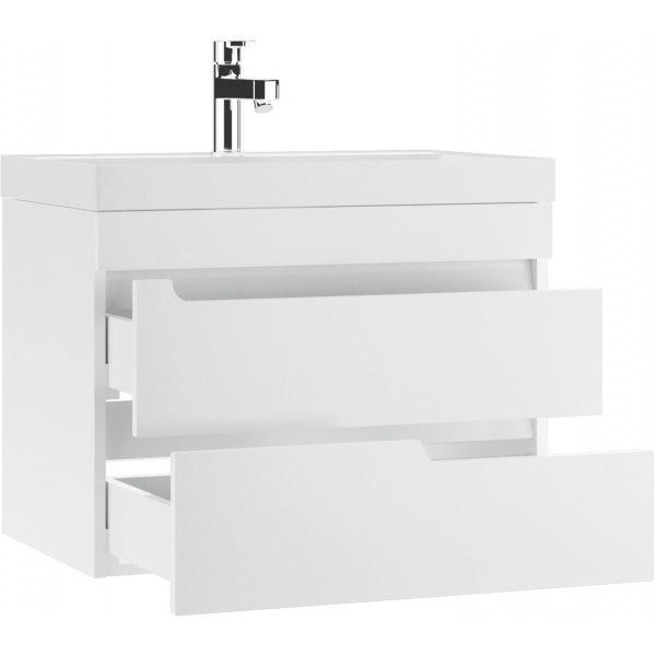 Тумба подвесная под умывальник Bazis 70 Веста с двумя ящиками В2 Айсберг Домино (DV5916T)