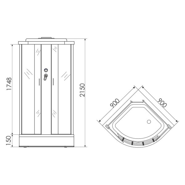 Душевая кабина Erlit 90х90 стекло тонированное (ER3509P-C4)