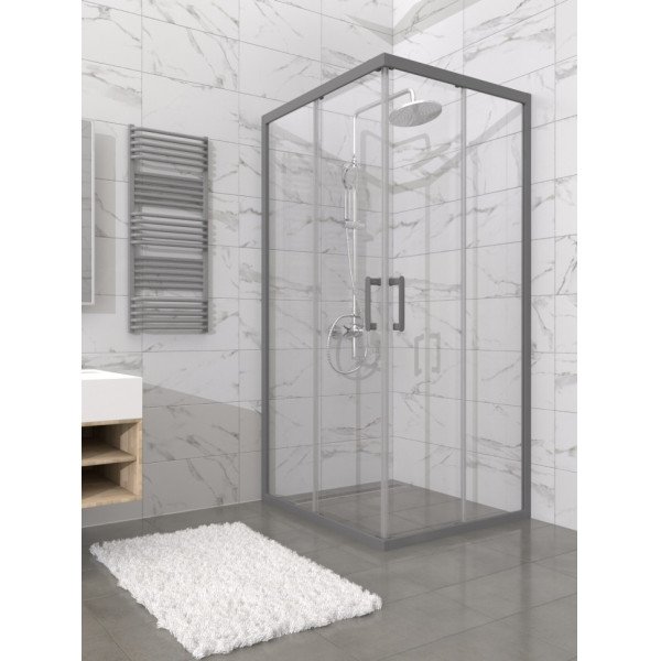 Душевой уголок Triton Фикс-графит 90x90  стекло прозрачное, профиль графит (DK464)
