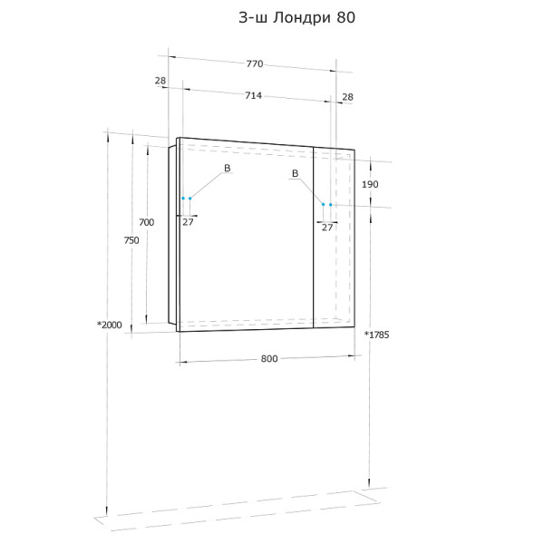Шкаф зеркальный Aquaton Лондри 80 (1A267202LH010)
