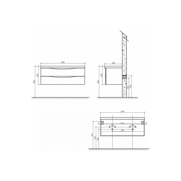 Тумба подвесная BelBagno Etna 120 см Bianco Lucido (Etna-1200-2C-SO-BL-P)