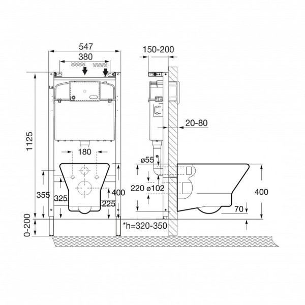 Инсталляция для подвесного унитаза Roca FARO с подвесным унитазом, с сиденьем микролифт+клавиша Roca Active В01, хром глянец (Z.RU93.0.761.3)