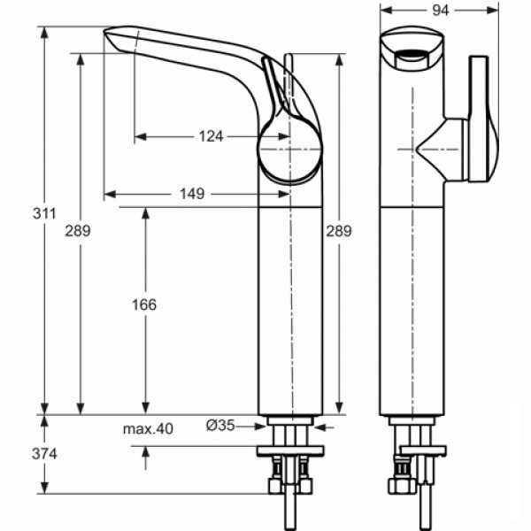 Смеситель для раковины Ideal Standard Melange без донного клапана (A4266AA)