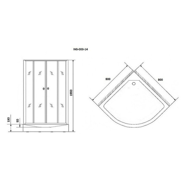 Душевой уголок Niagara 800*800*1950 стекло прозрачное с рисунком, профиль черный (NG-003-14 BLACK)