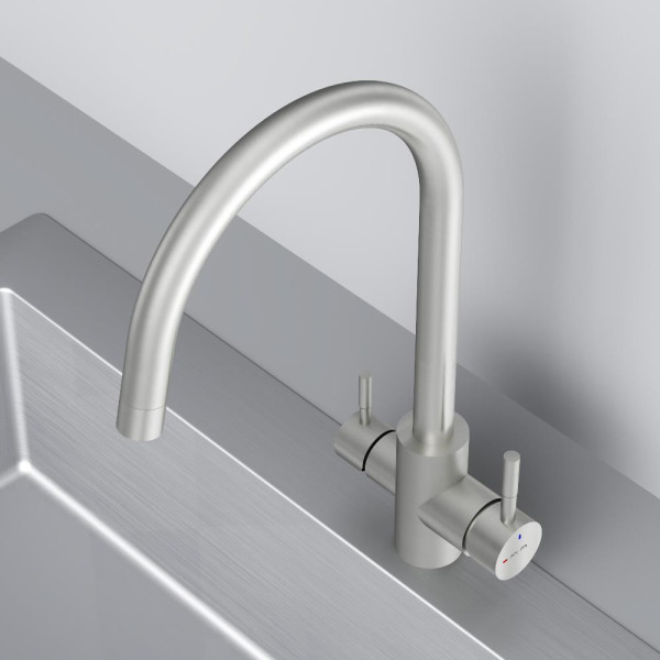 Смеситель для кухни AM.PM X-Joy S с С-изливом с каналом для питьевой воды сатин (F85B07711) Смеситель для кухни AM.PM X-Joy S с С-изливом с каналом для питьевой воды сатин (F85B07711)