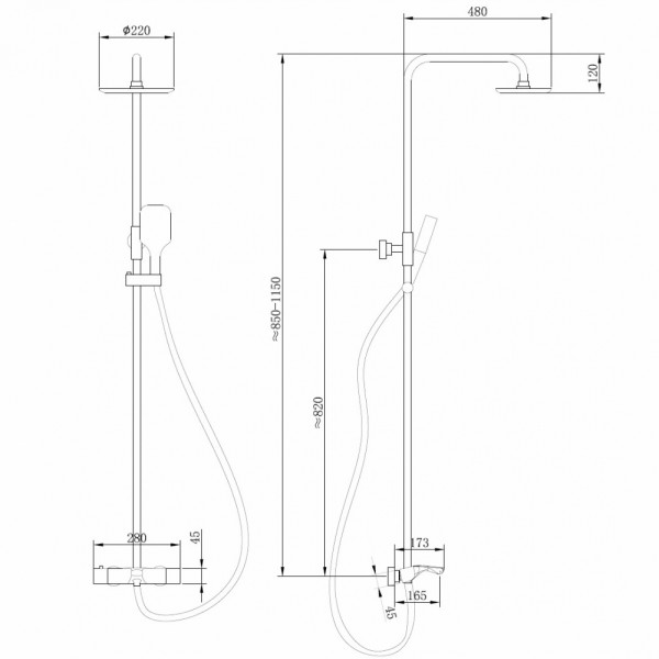 Душевые системы Abber Thermostat с термостатом и изливом, никель (AF8516NG)