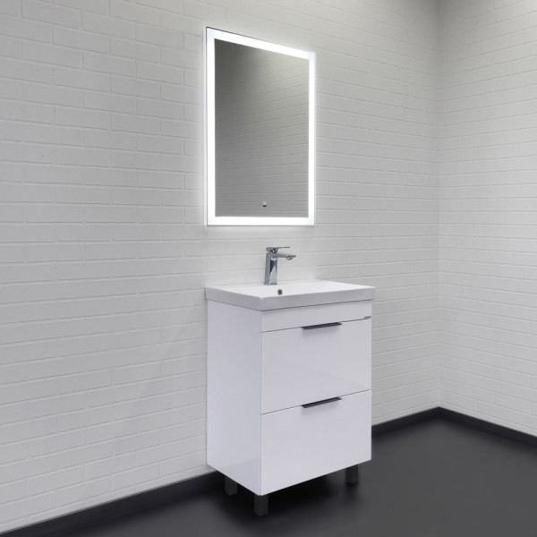 Тумба напольная Comforty Дуэт 610x860x395 дуб темно-коричневый матовый с раковиной (00-00018648)