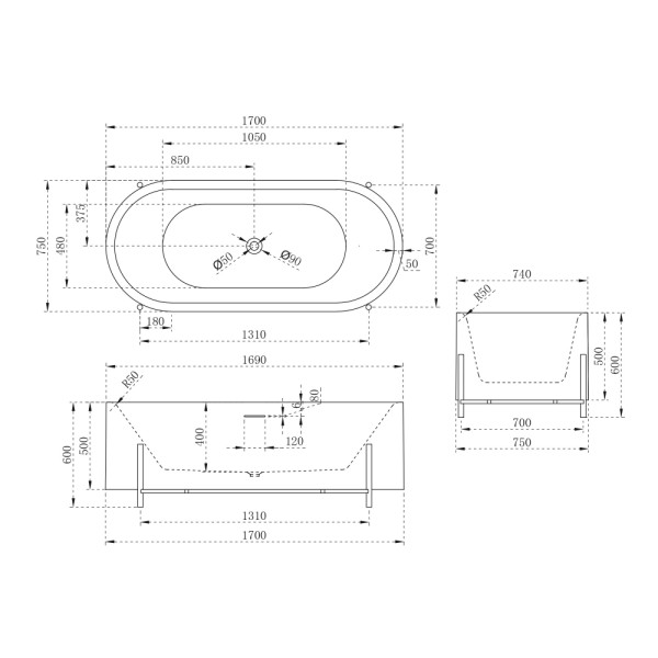 Ванна акриловая Abber 170x75 белая (AB9443) Ванна акриловая Abber 170x75 белая (AB9443)