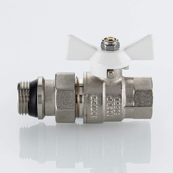 Кран 3/4" шаровый со сгоном Valtec Base-ГОСТ (белая бабочка, o-ring) VT.227S.NRW.05