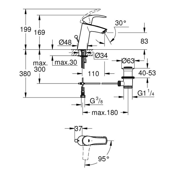 Смеситель для раковины Grohe Eurosmart (2339310E)