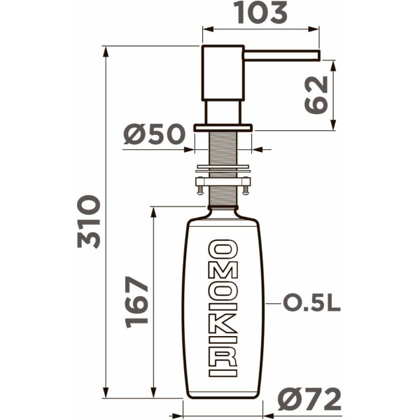 Дозатор для мойки Omoikiri OM-08-GB графит (4995079)