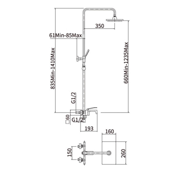 Душевая система Fashun хром (A2458)
