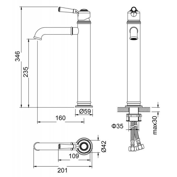 Смеситель для раковины Timo Arisa черный, короткий излив (5311/03F)