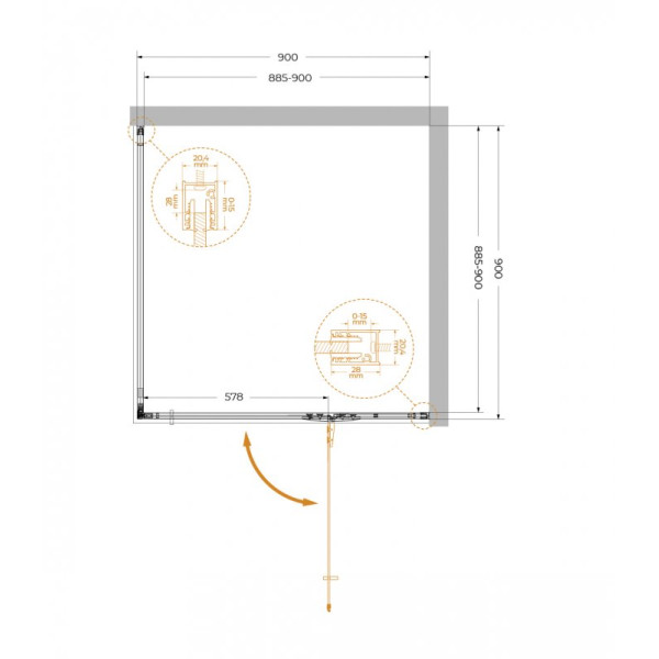 Душевой уголок Cezares Liner 90x90 стекло прозрачное, профиль хром (LINER-A-1-90-C-Cr-R) Душевой уголок Cezares Liner 90x90 стекло прозрачное, профиль хром (LINER-A-1-90-C-Cr-R)