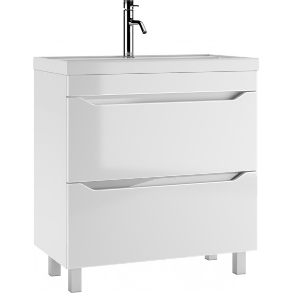 Тумба напольная Bazis 80 Ева с двумя ящиками В2 Айсберг Домино (DA5908T)