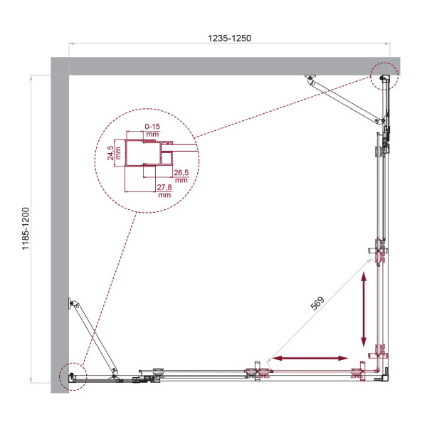 Душевой уголок BelBagno Luce 125x120x195 стекло прозрачное, профиль хром (LUCE-AH-22-125/120-C-Cr)