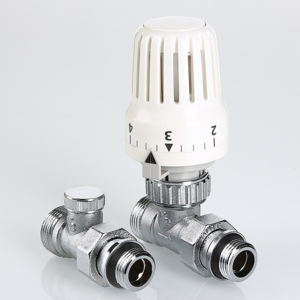 Комплект термостатический прямой 1/2"*3/4"(18) евроконус Valtec VT.046.NER (3 в 1) (VT.046.NER.04)