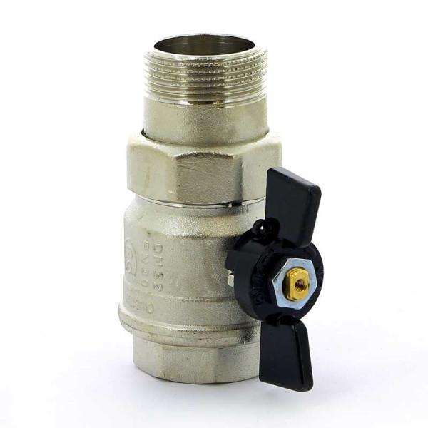 Кран Bugatti 1 1/4" шаровый со сгоном New Jersey 922 (черная бабочка) (09220007)