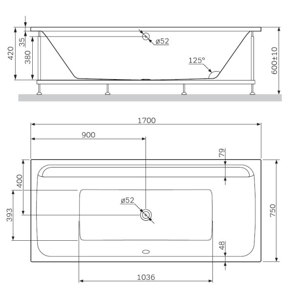 Ванна акриловая AM.PM Inspire 2.0 170х75 (W52A-170-075W-A)