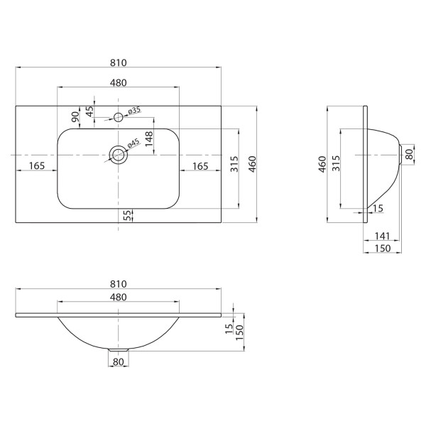 Раковина стеклянная BelBagno 810x465x145 белая глянцевая (BB810/465-LV-VTR-BL)