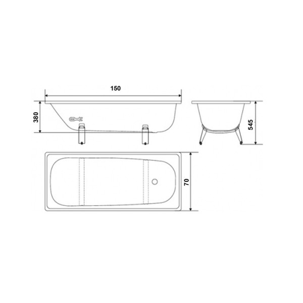 Ванна стальная WhiteWave Optimo 150x70x545 белая (OL-1500)