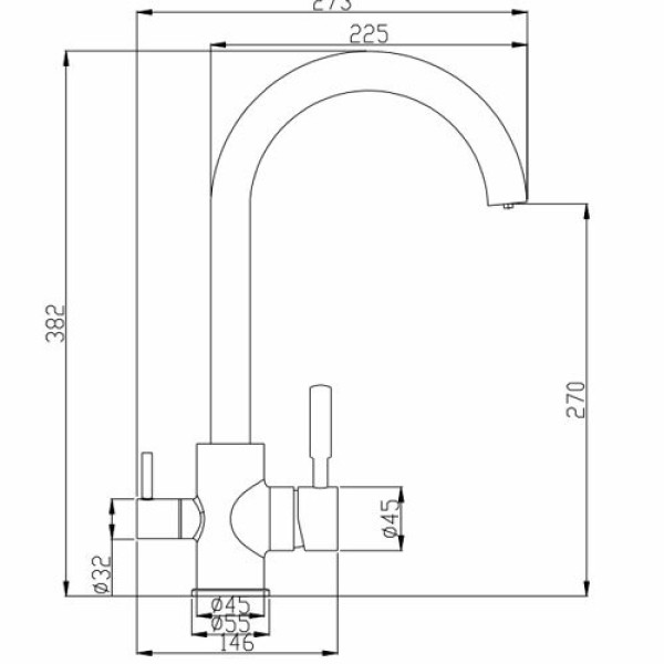 Смеситель для кухни Fashun с переключателем на фильтр хром (A4397)