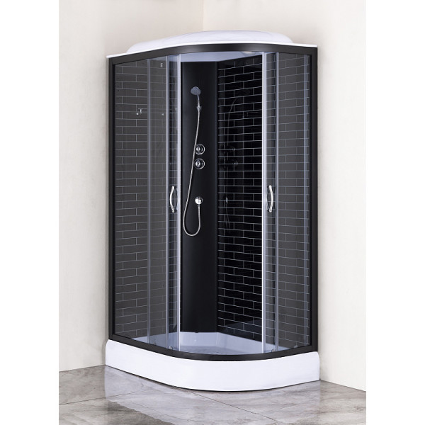 Душевая кабина Loranto 120x80x215 стекло прозрачное, профиль черный, черный кирпичный узор (CS-66120-13L GB 120)