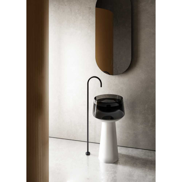 Раковина напольная Abber Kristall белая/черная (AT2706White-Onyx) Раковина напольная Abber Kristall белая/черная (AT2706White-Onyx)