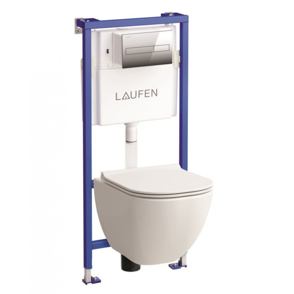 Комплект нсталляция для подвесного унитаза Laufen Basal c унитазом, сиденьем микролифт, c кнопкой (6.2071.2.004.000.3)