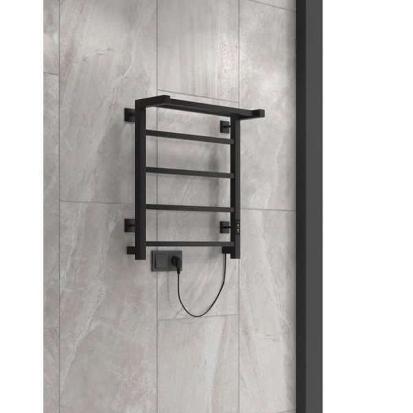 Полотенцесушитель электрический Indigo Forma 60x50 таймер, скрытый монтаж, универсальное подключение, черный муар (LEF60-50BRRt) Полотенцесушитель электрический Indigo Forma 60x50 таймер, скрытый монтаж, универсальное подключение, черный муар (LEF60-50BRRt)