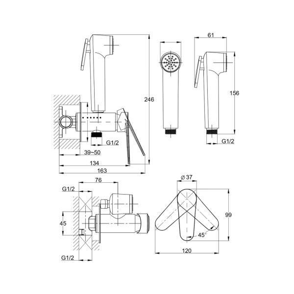 Смеситель для биде Cersanit Lara черный (68160) Смеситель для биде Cersanit Lara черный (68160)