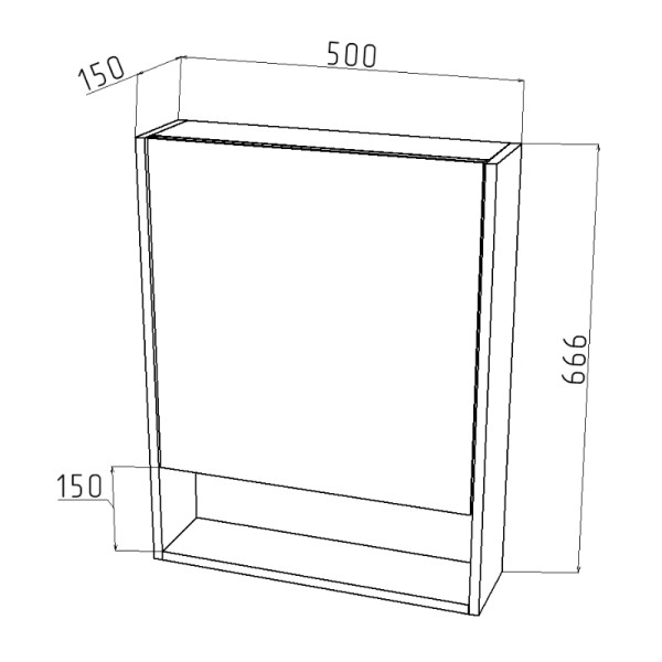 Шкаф зеркальный Melodia Универсал 500х150х700 распашная дверь белый (MFR80048WT)