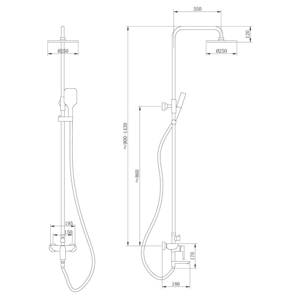 Душевая система Abber Weiss Insel с изливом белый матовый (AF8016FWL)